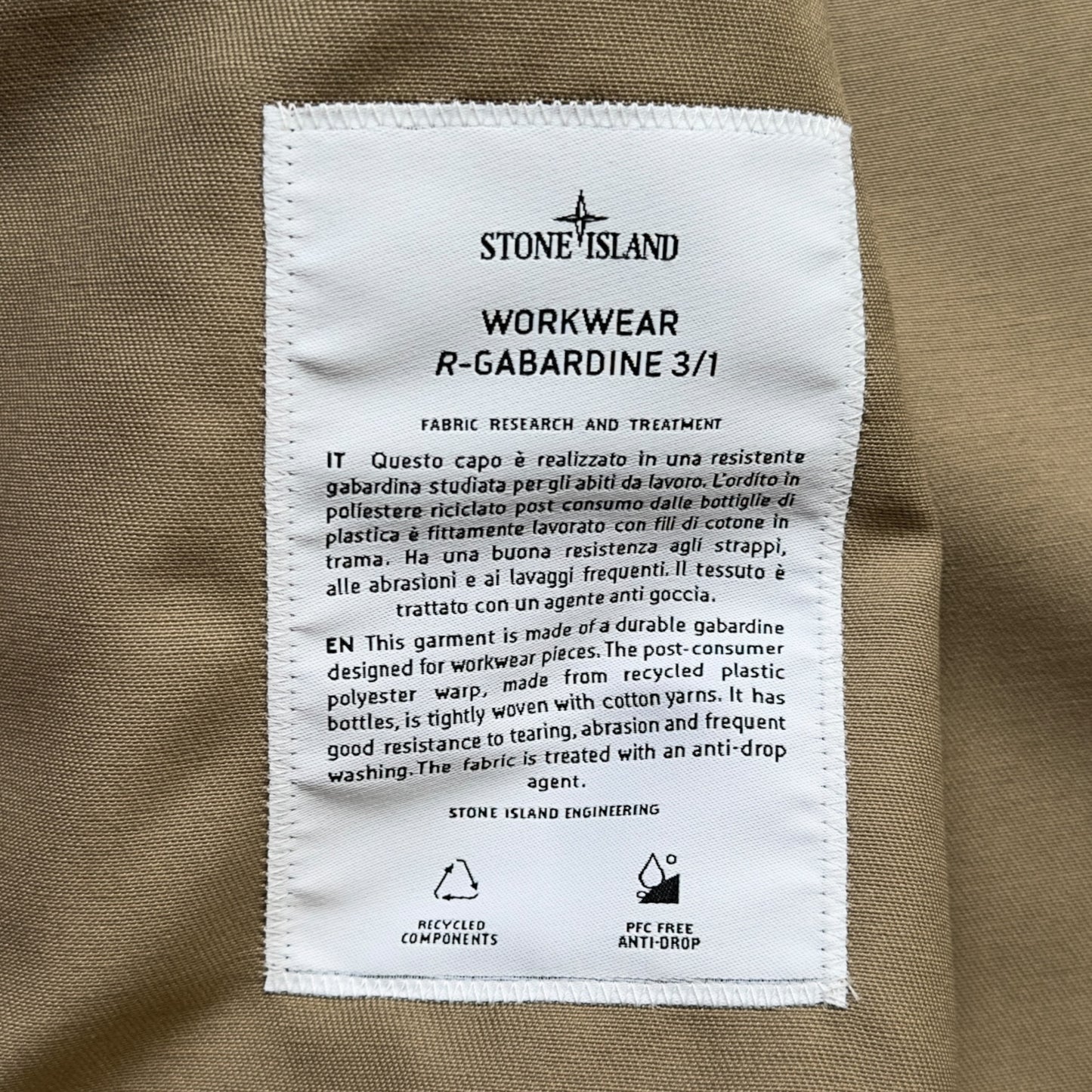 S/S 23 Stone Island Workwear R Gabardine 3/1 Biker Jacket