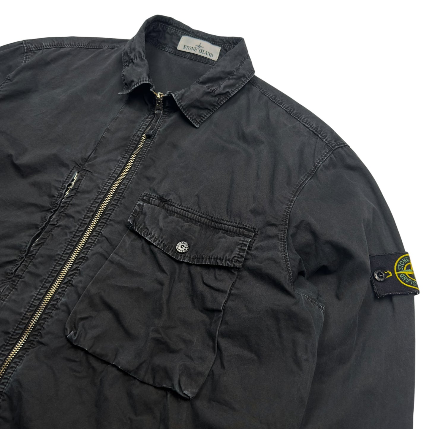 S/S 19 Stone Island Washed Canvas Pocket Overshirt Jacket - Black
