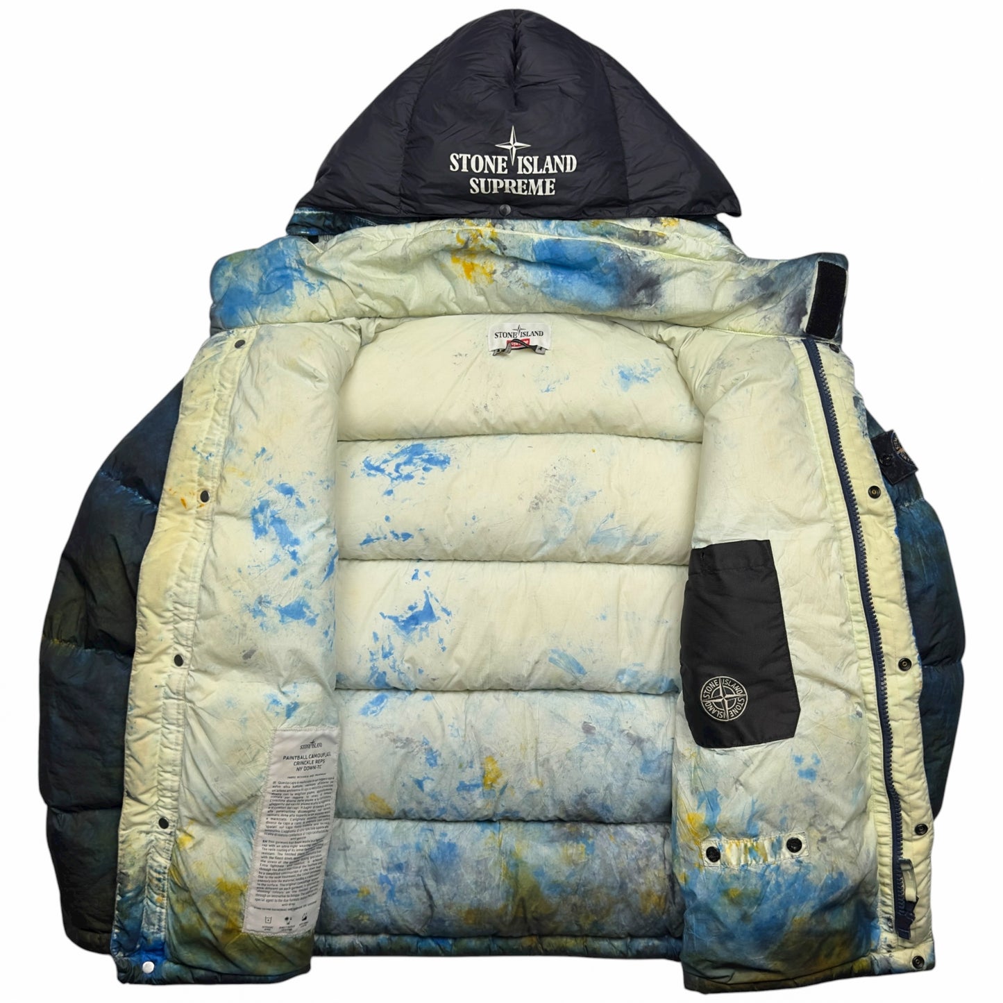 A/W 20 Stone Island Supreme Paintball Camouflage Crinkle Reps NY Down Puffer Jacket