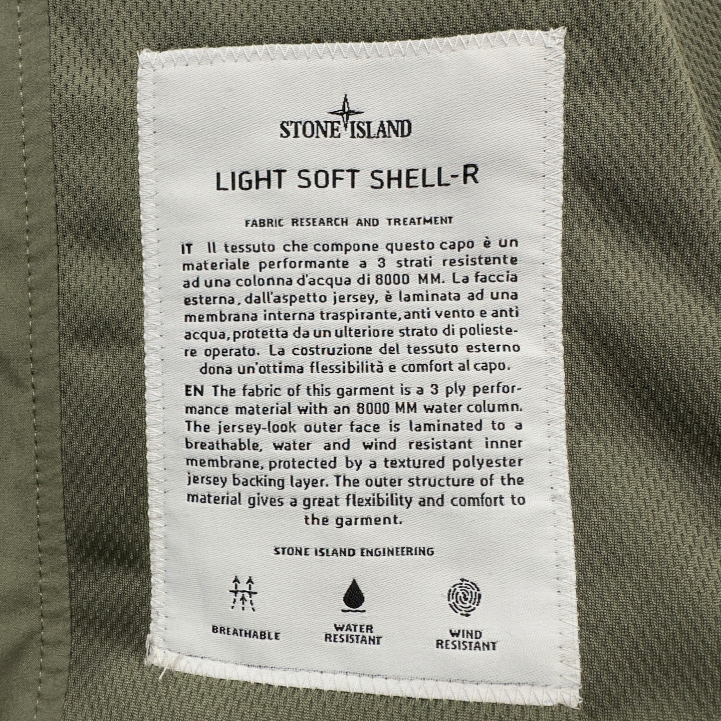 S/S 18 Stone Island Light Soft Shell - R - Khaki