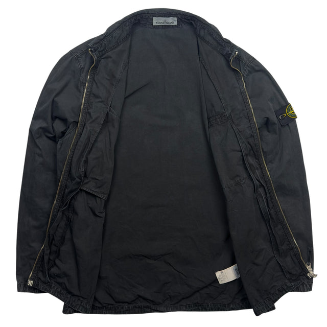 S/S 19 Stone Island Washed Canvas Pocket Overshirt Jacket - Black