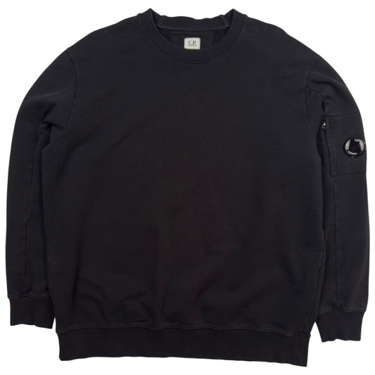 C.P. Company Diagonal Raised Fleece Crewneck Sweater - Black