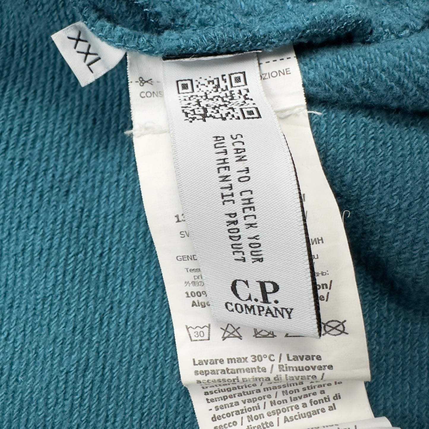 C.P. Company Diagonal Raised Fleece Goggle Full Zip - Teal