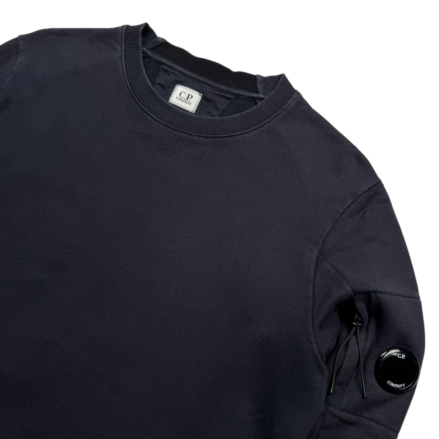 C.P. Company Diagonal Raised Fleece Crewneck Sweater - Navy