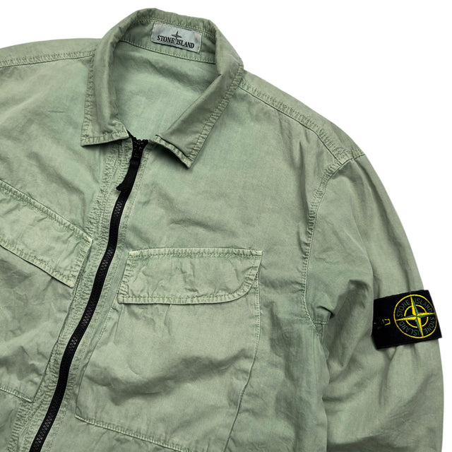 A/W 22 Stone Island T.CO+OLD Cotton Overshirt - Sage Green