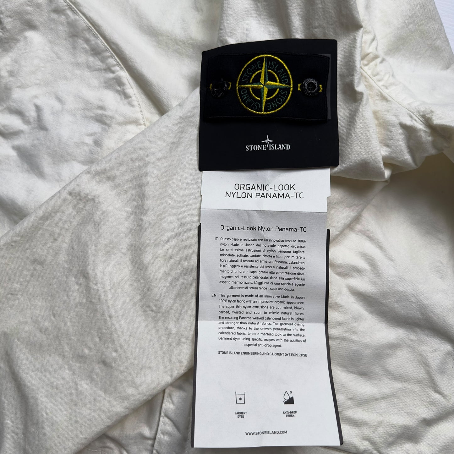 S/S 25 Stone Island Organic Look Nylon Panama TC Bomber Jacket - Ivory
