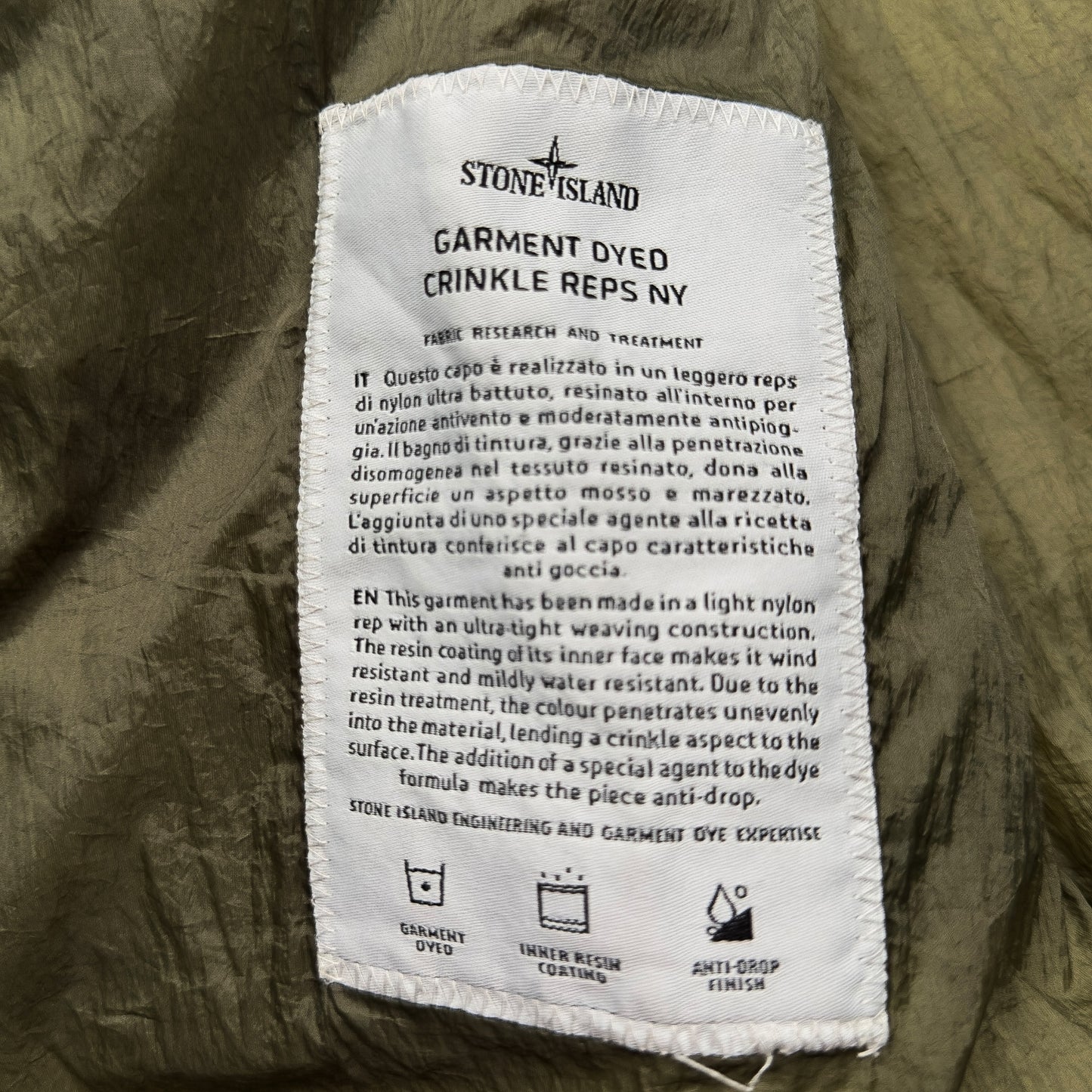 A/W 19 Stone Island Crinkle Reps NY Jacket - Khaki
