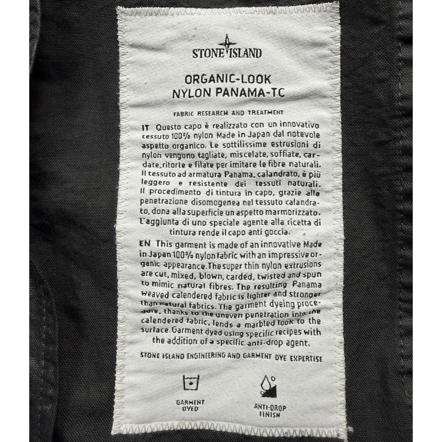 S/S 25 Stone Island Organic Look Nylon Panama TC Jacket - Black