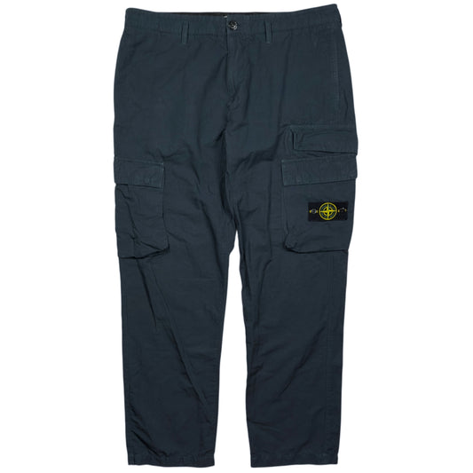 S/S 22 Stone Island Cotton / Linen Blend Cargo Trousers - Navy