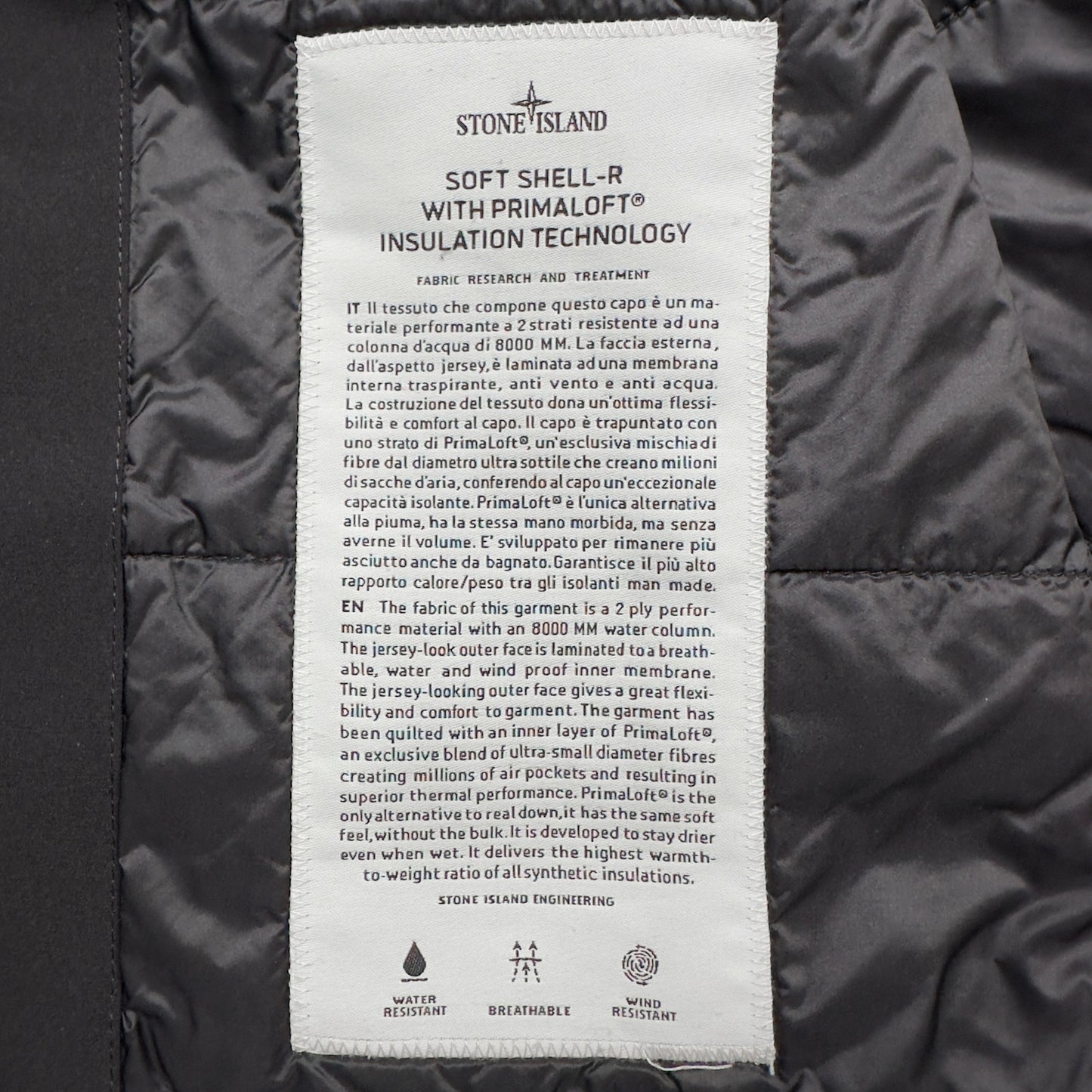 A/W 20 Stone Island Soft Shell Primaloft Car Coat - Black
