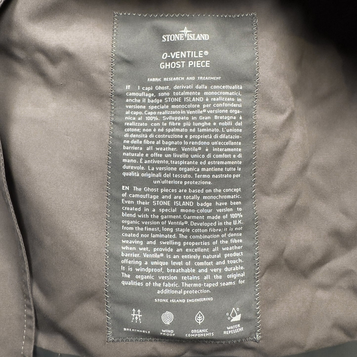A/W 22 Stone Island O-Ventile Ghost Dutch Rope Down Jacket