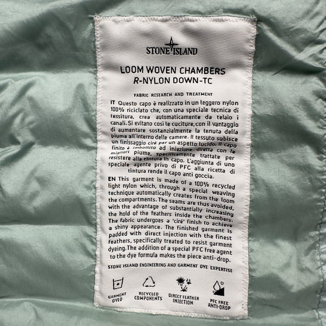 S/S 23 Stone Island Loom Woven Chambers R-Nylon Down TC Puffer Jacket - Light Aqua Green