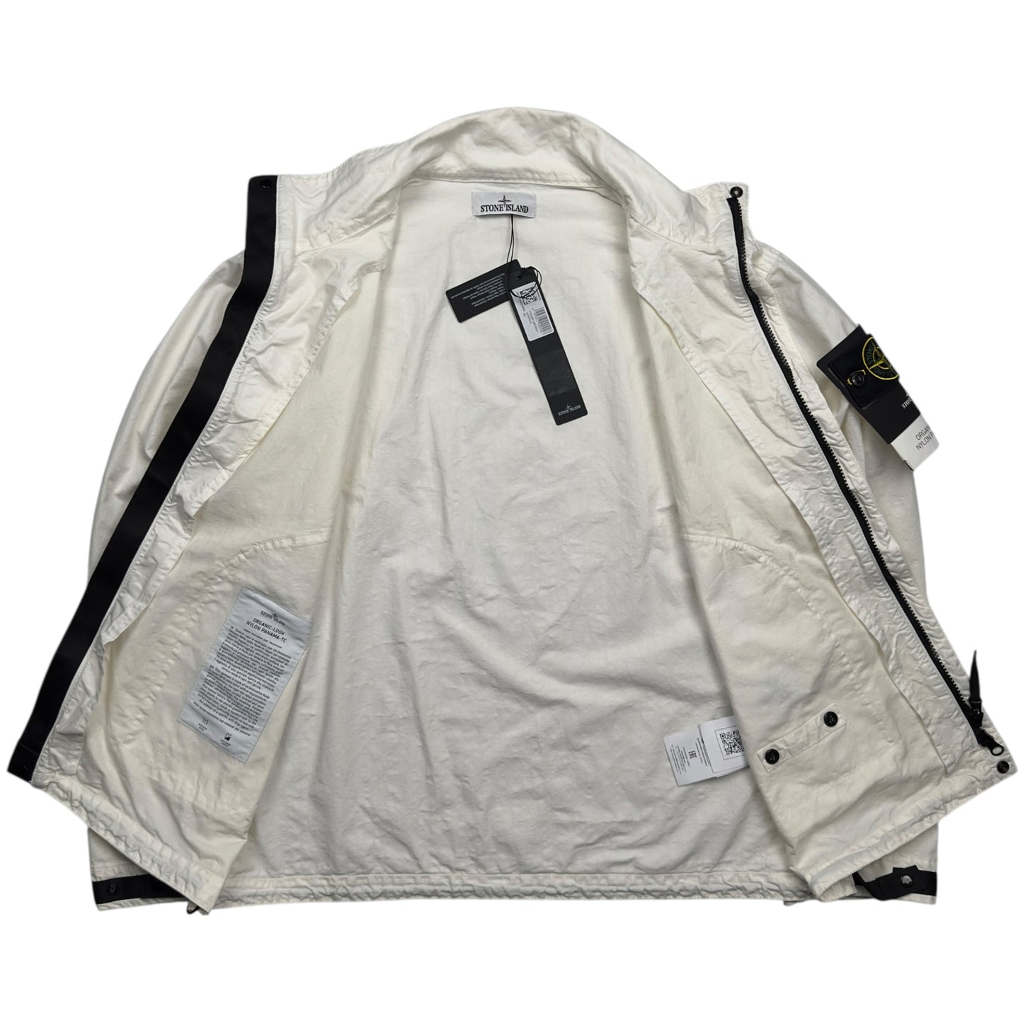 S/S 25 Stone Island Organic Look Nylon Panama TC Bomber Jacket - Ivory
