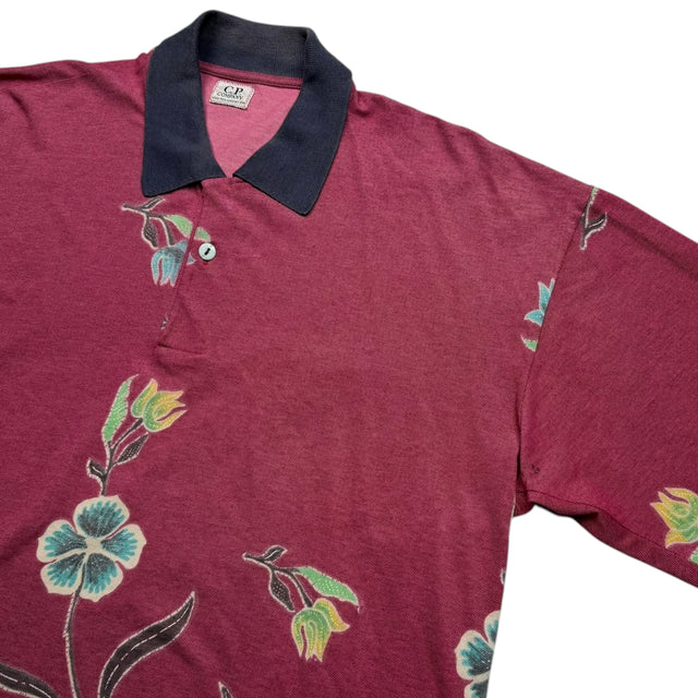 80's C.P. Company Floral Print Vintage Polo Shirt