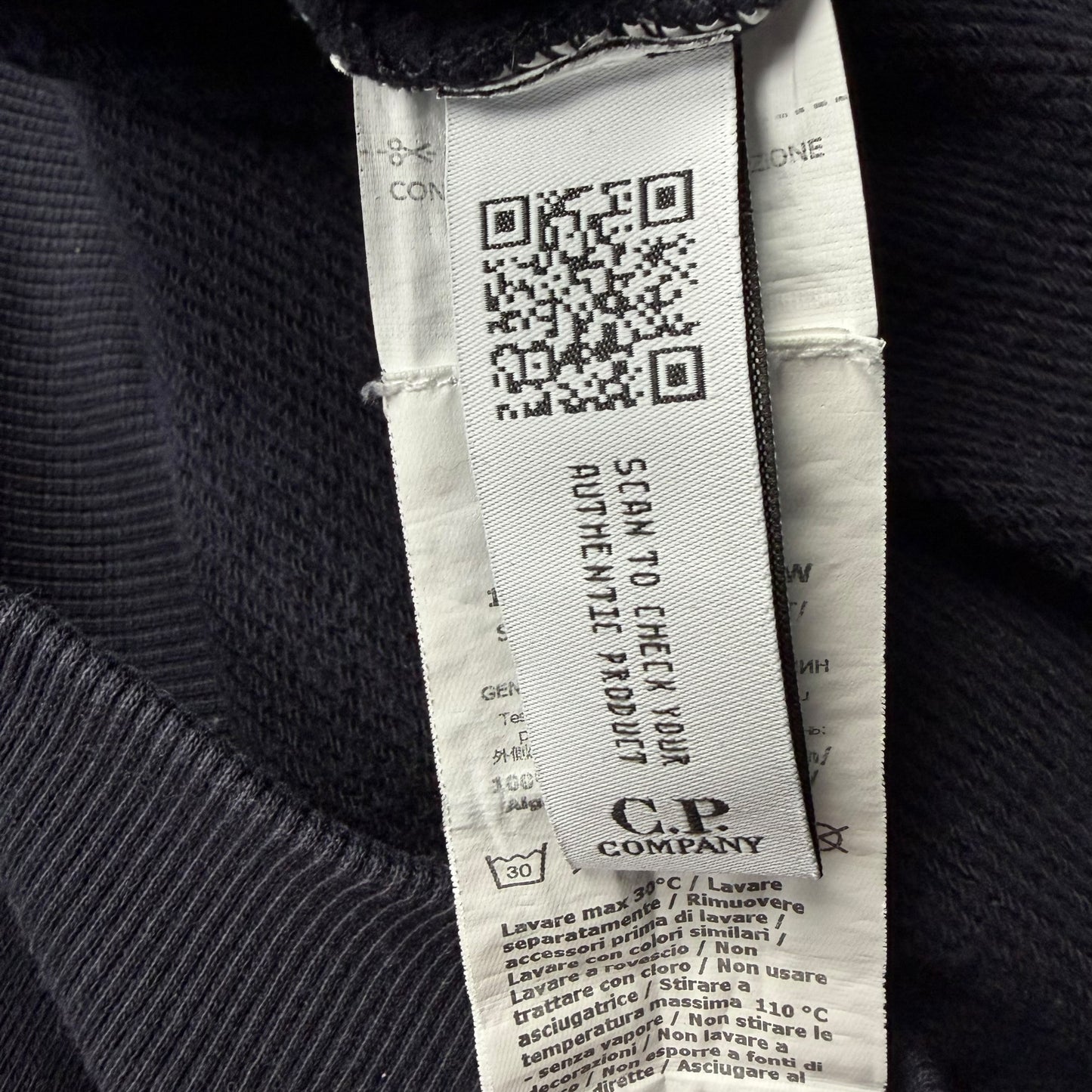 C.P. Company Diagonal Raised Fleece Crewneck Sweater - Navy