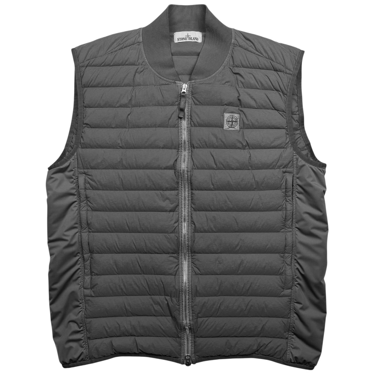 S/S 21 Stone Island Loom Woven Down Chambers Stretch Nylon Down TC Puffer Gilet - Grey