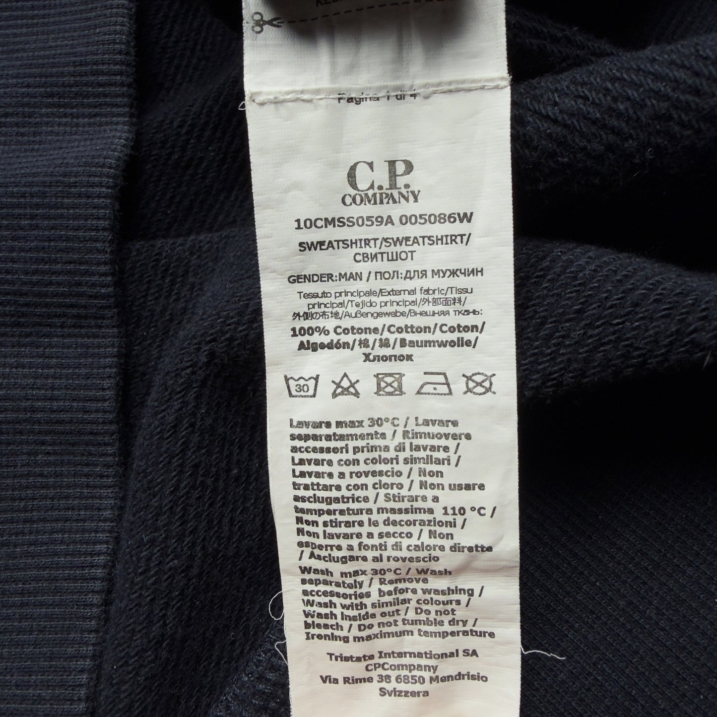 C.P. Company Diagonal Raised Fleece Quarter Zip Sweater - Navy