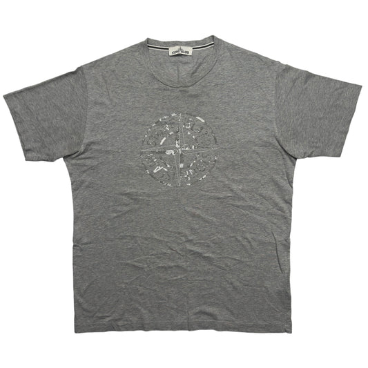 S/S 17 Stone Island Distressed Logo T-Shirt -  Grey