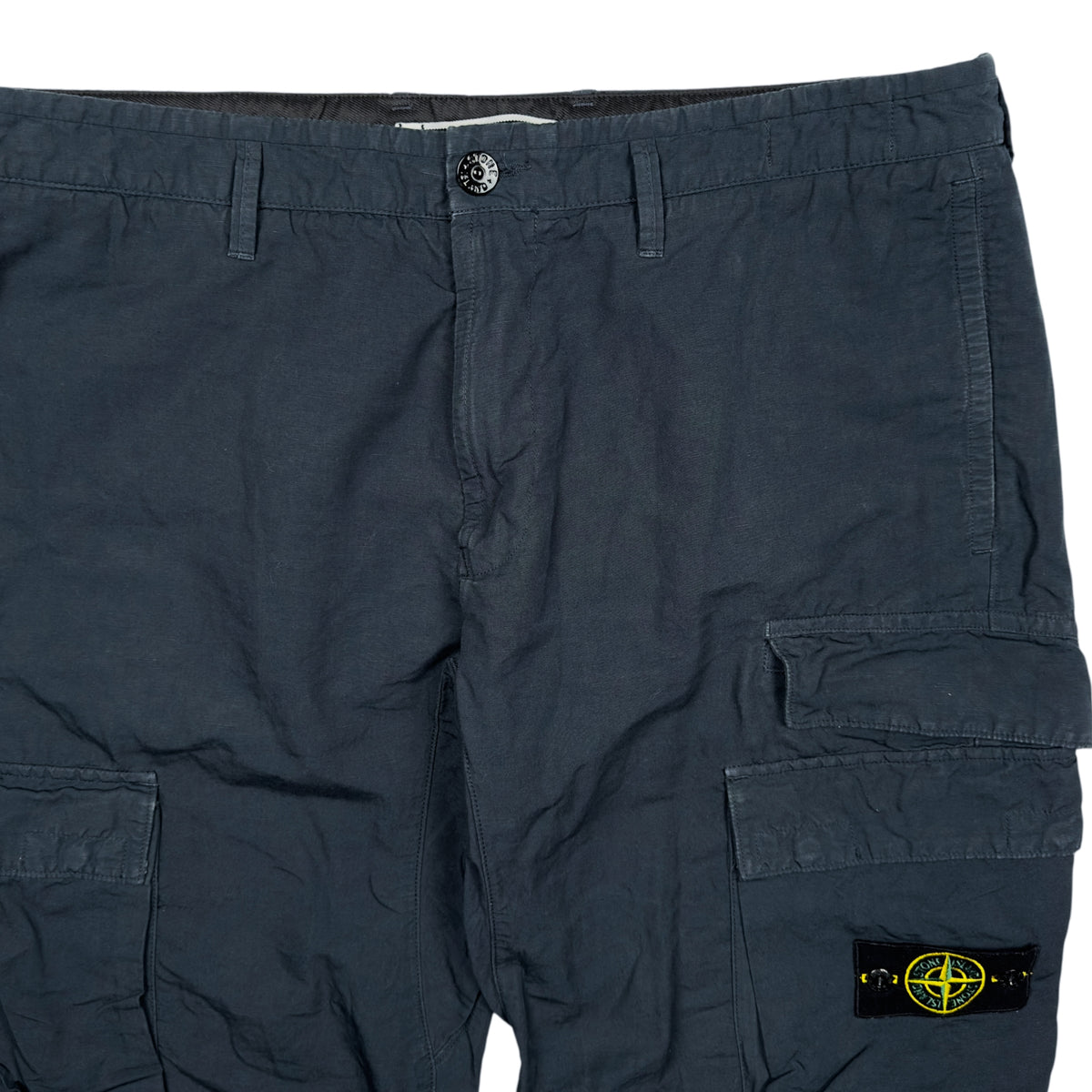 S/S 22 Stone Island Cotton / Linen Blend Cargo Trousers - Navy