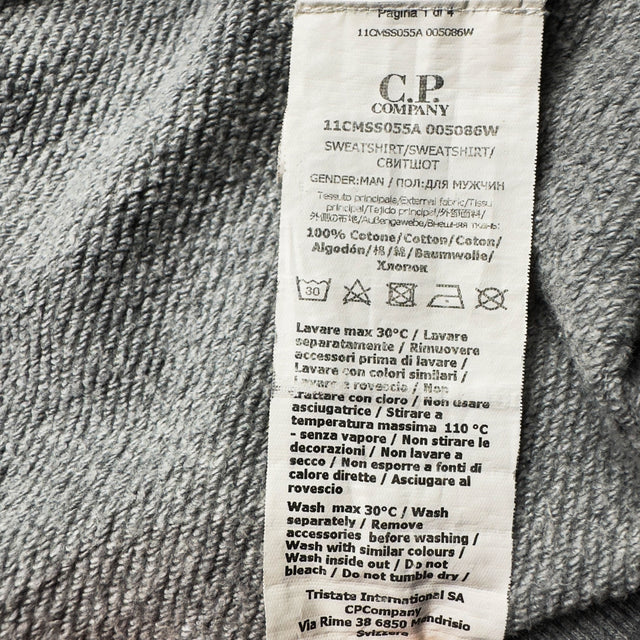 C.P. Company Diagonal Raised Fleece Crewneck Sweater - Grey