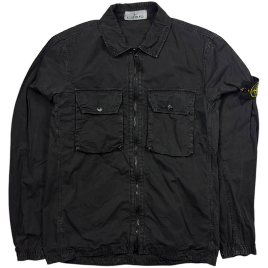 A/W 21 Stone Island Brushed Cotton Overshirt - Black
