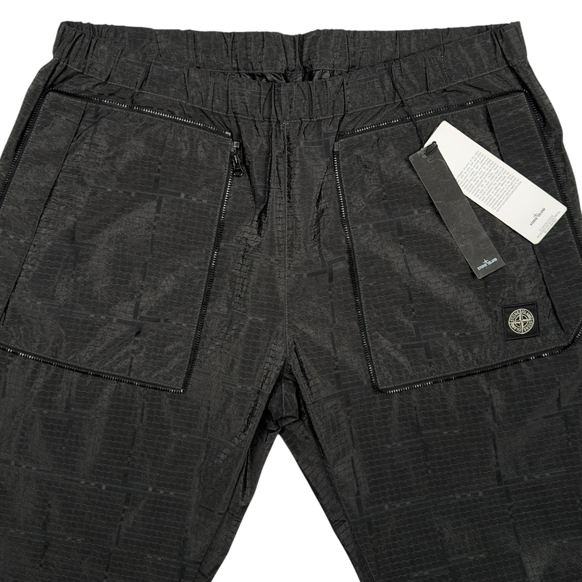 A/W 16 Stone Island House Check Jacquard Nylon Metal Black Watro Cargo Trousers