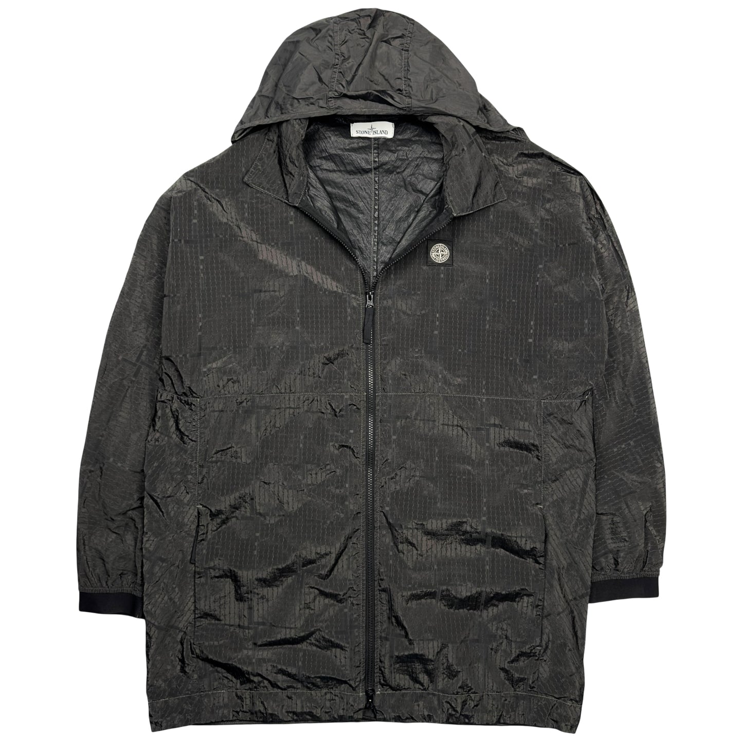 A/W 16 Stone Island House Check Jacquard Nylon Metal Black Watro Parka Jacket