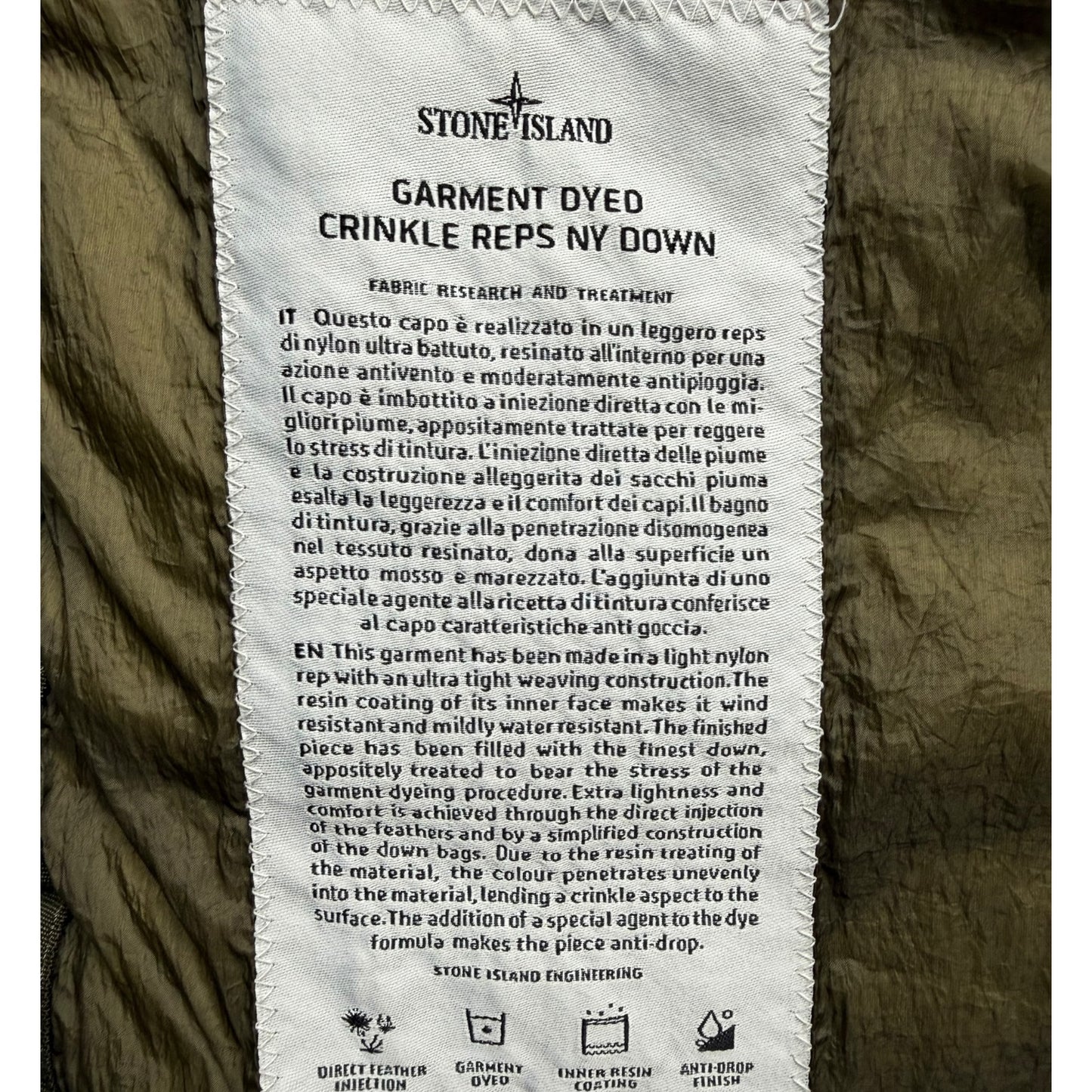 A/W 18 Stone Island Crinkle Reps NY Down Gilet - Khaki