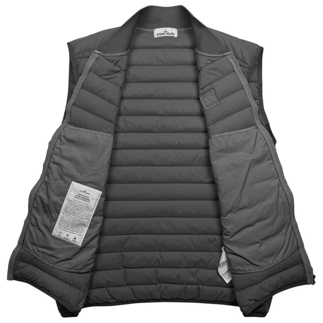 S/S 21 Stone Island Loom Woven Down Chambers Stretch Nylon Down TC Puffer Gilet - Grey