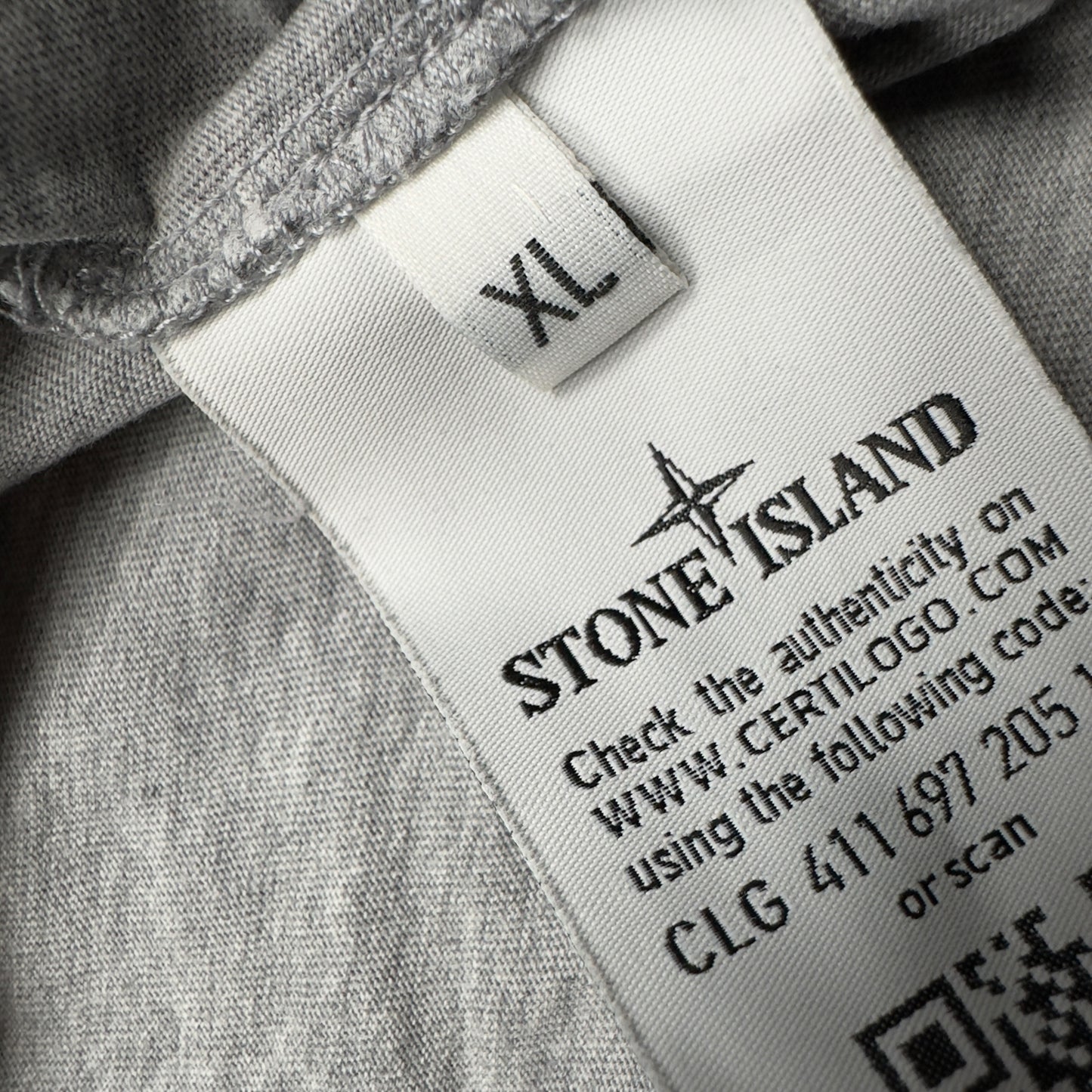 S/S 17 Stone Island Distressed Logo T-Shirt -  Grey