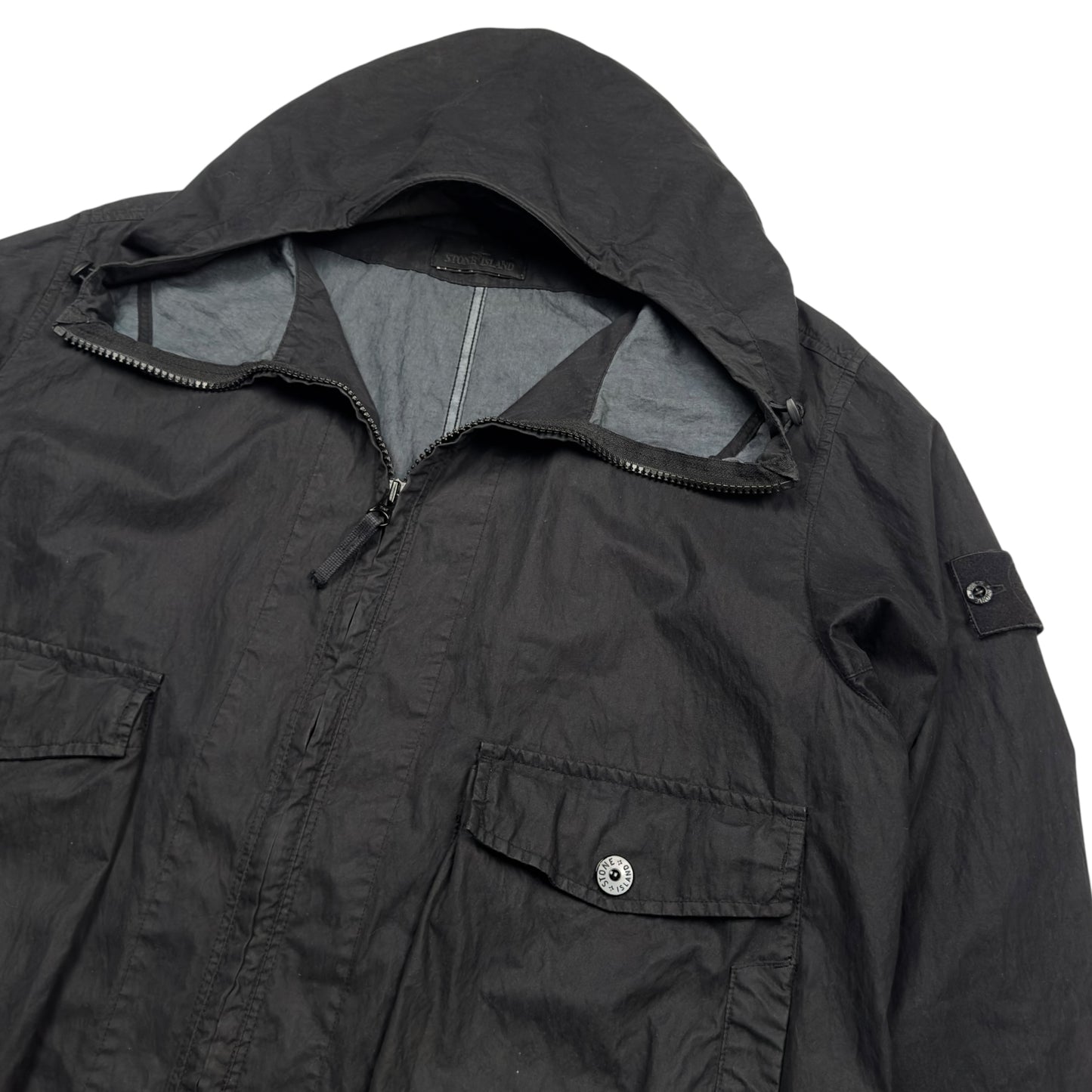 S/S 19 Stone Island 50 Fili Resinata Ghost Parka - Black