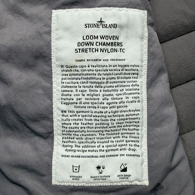 S/S 21 Stone Island Loom Woven Down Chambers Stretch Nylon Down TC Puffer Gilet - Grey