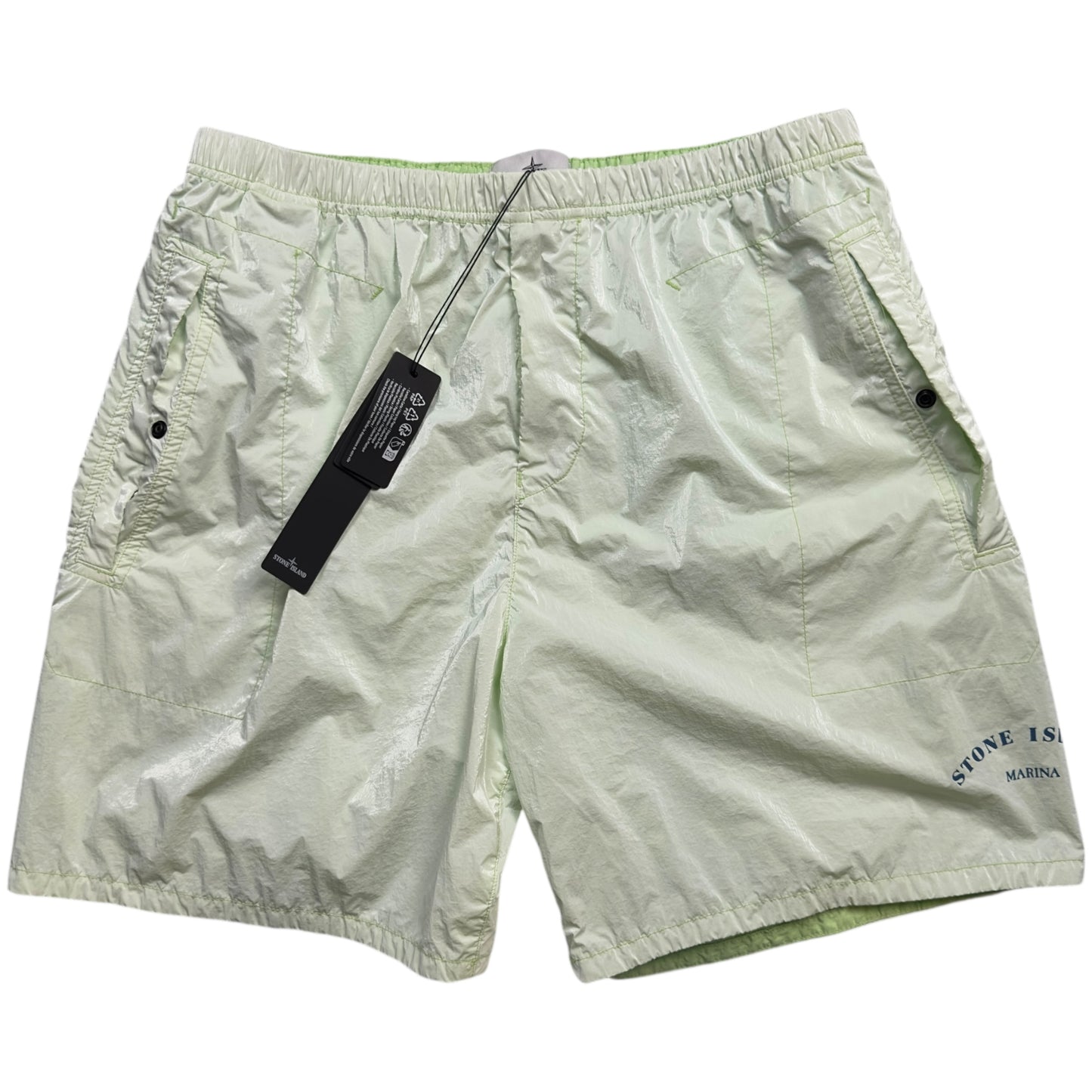 S/S 23 Stone Island Marina Rip Stop Prismatico Shorts - Light Green