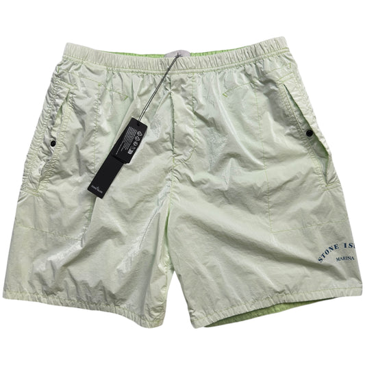 S/S 23 Stone Island Marina Rip Stop Prismatico Shorts - Light Green