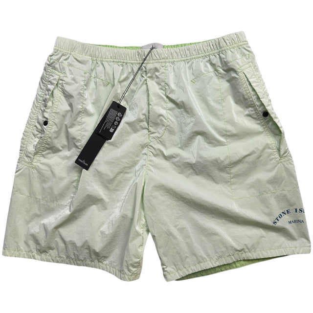 S/S 23 Stone Island Marina Rip Stop Prismatico Shorts - Light Green