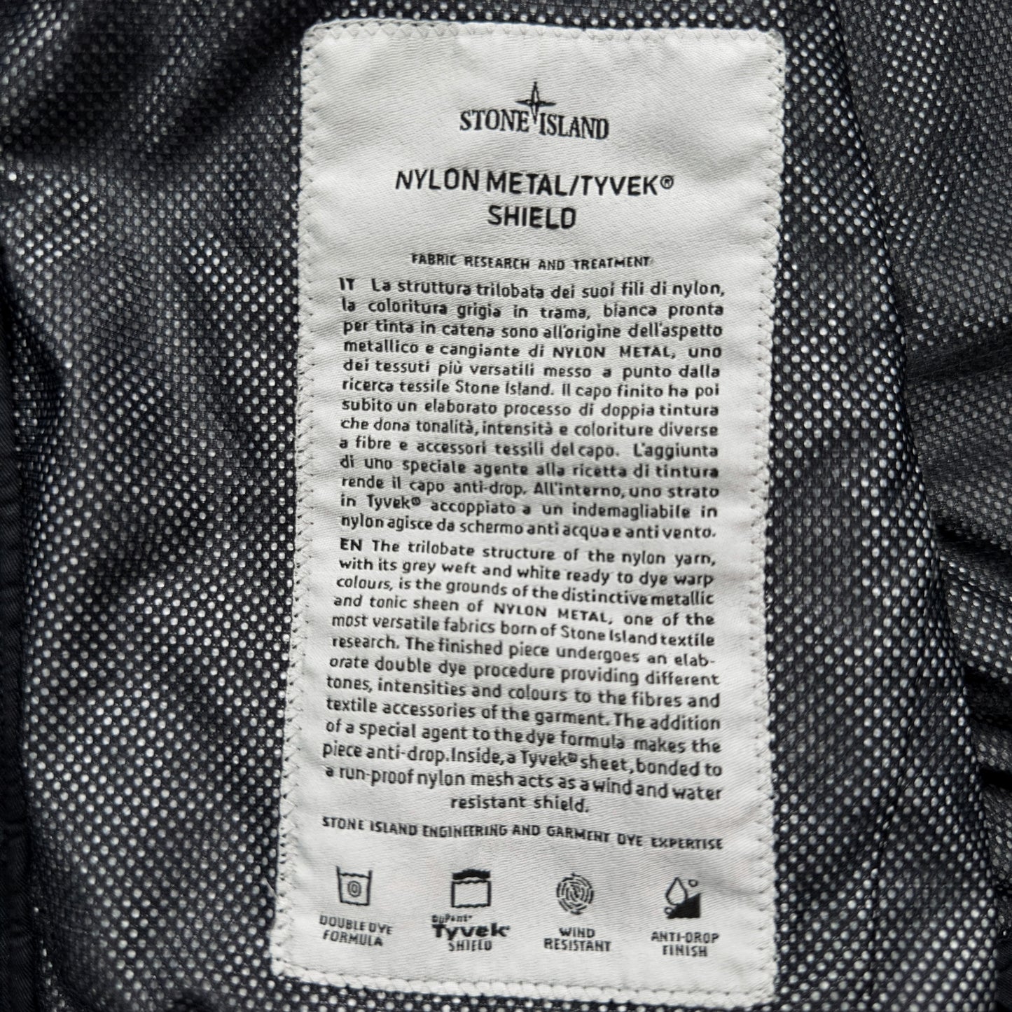 S/S 16 Stone Island Nylon Metal Tyvek Shield Jacket - Navy