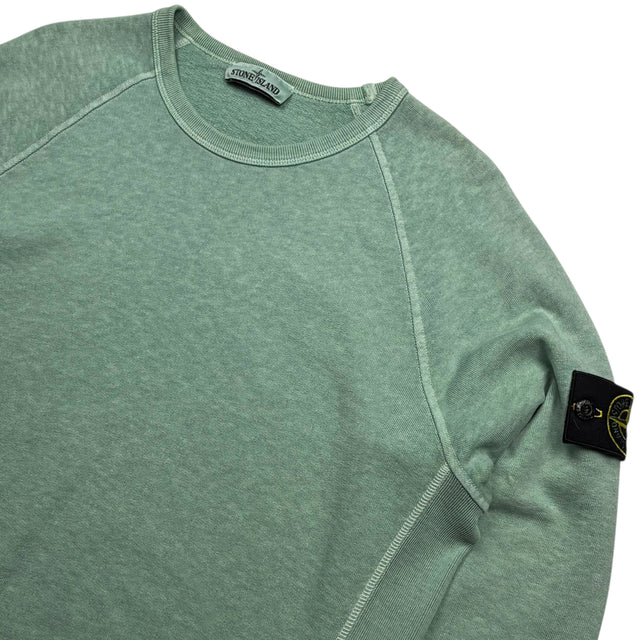 S/S 21 Stone Island Old Effect Crewneck Sweater - Mint Green