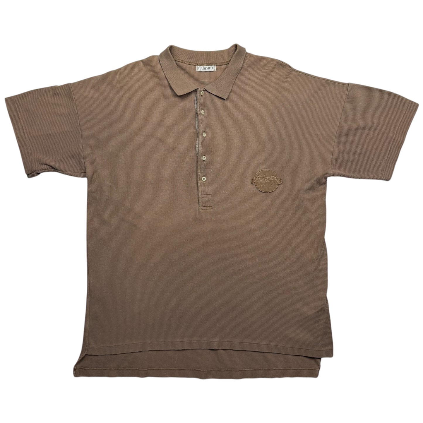 80's Boneville Navy Arctic Polo Shirt - Brown