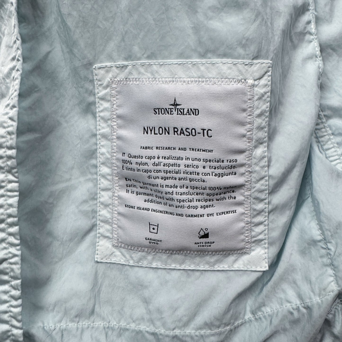 S/S 21 Stone Island Nylon Raso TC Field Jacket - Ice Blue