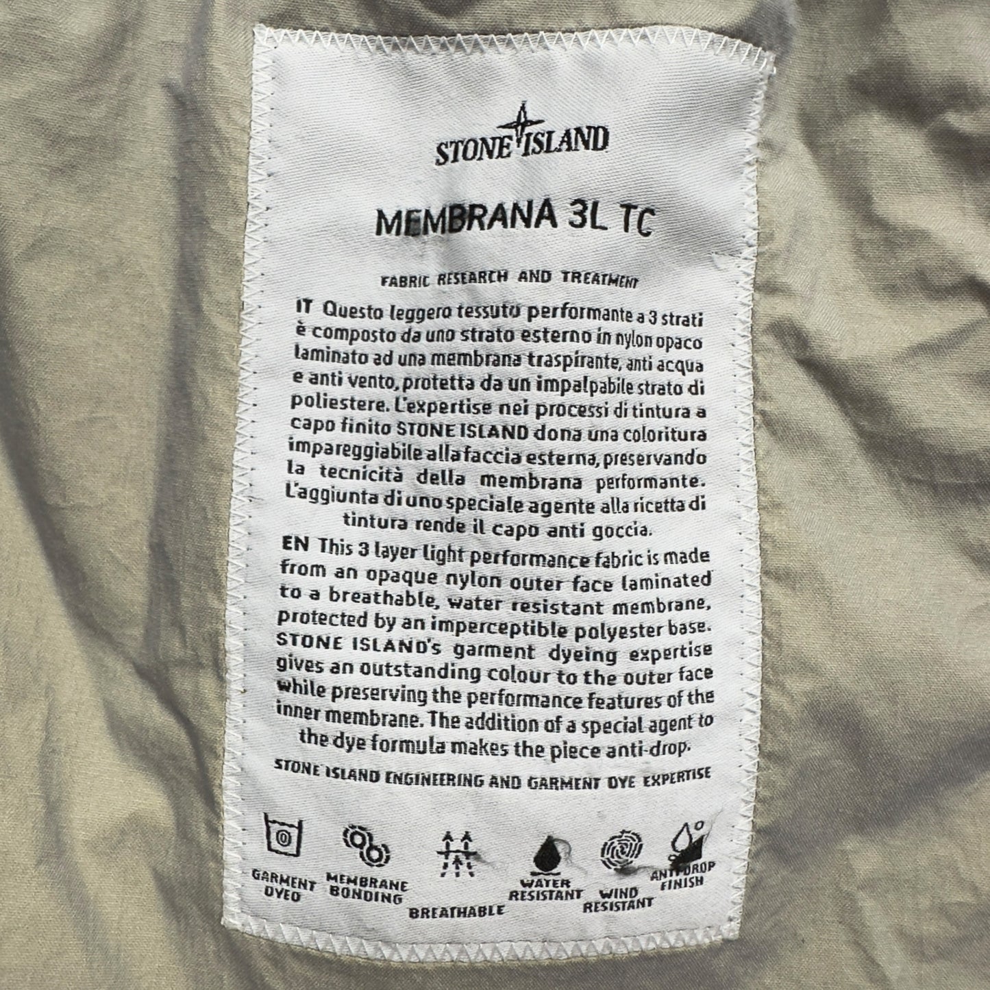 S/S 18 Stone Island Membrana 3L TC Jacket - Yellow
