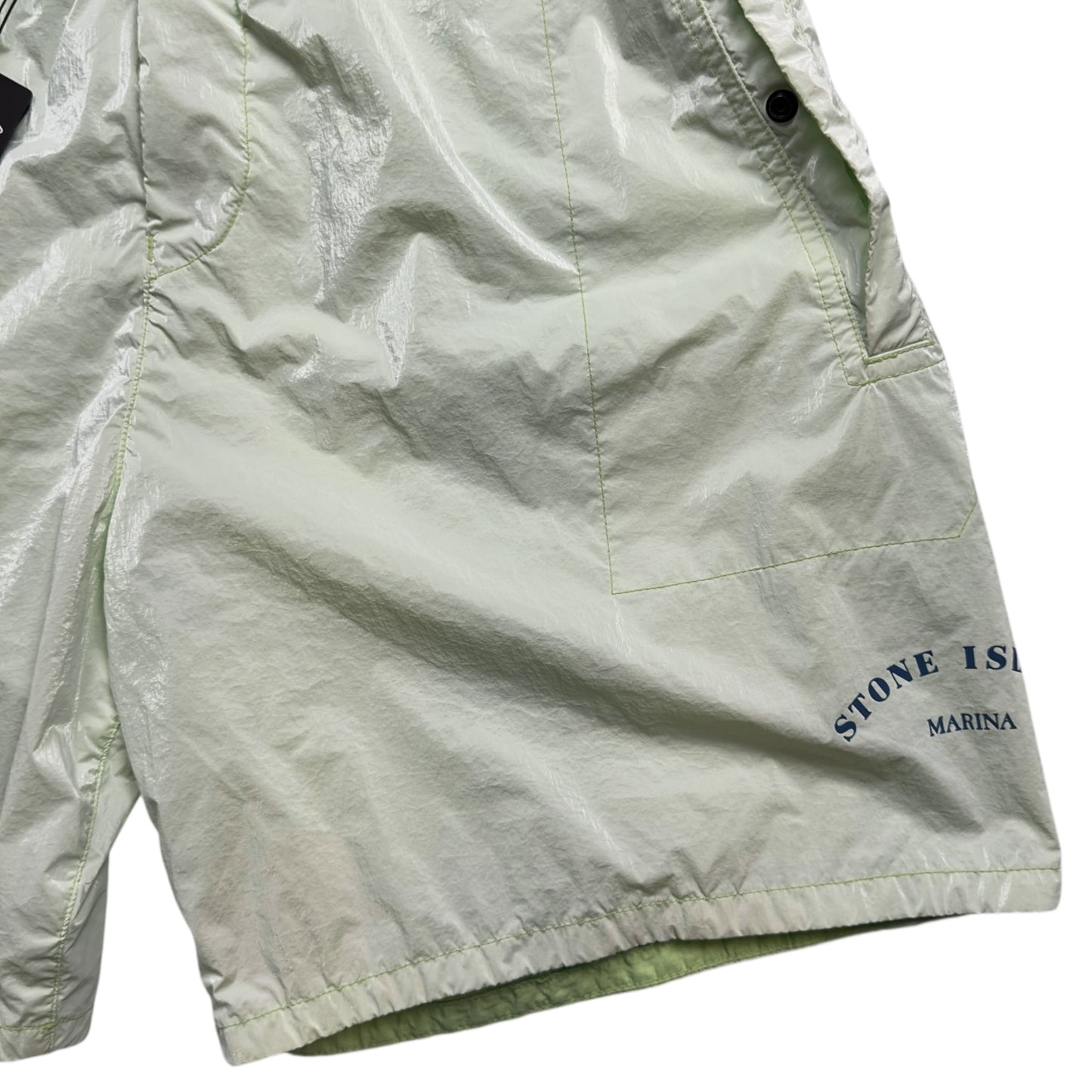 S/S 23 Stone Island Marina Rip Stop Prismatico Shorts - Light Green