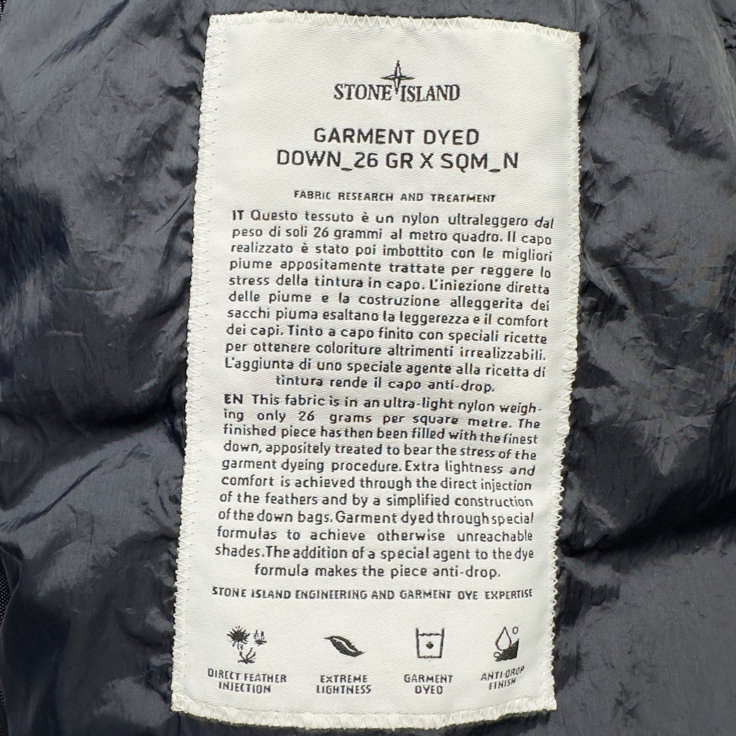 A/W 14 Stone Island Down_26 GR X SQM_N Down Puffer Jacket - Navy