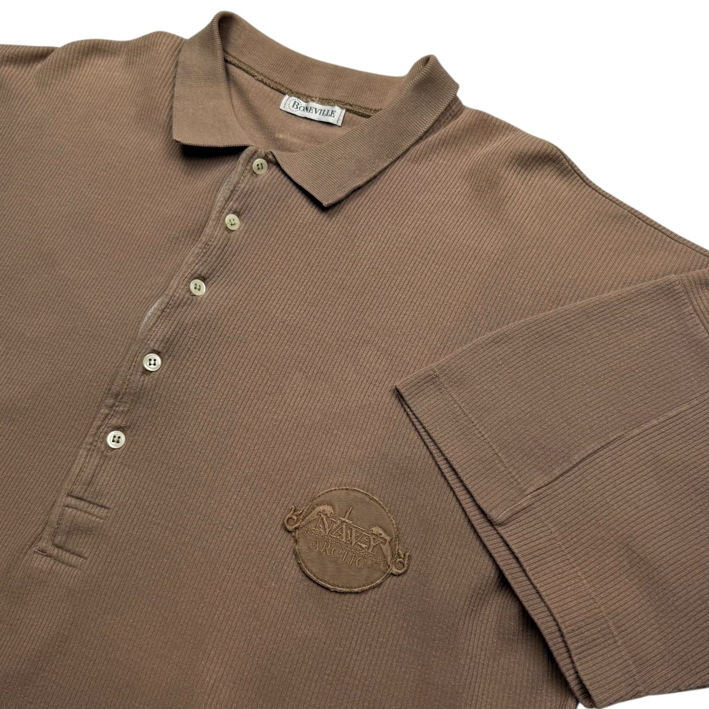 80's Boneville Navy Arctic Polo Shirt - Brown