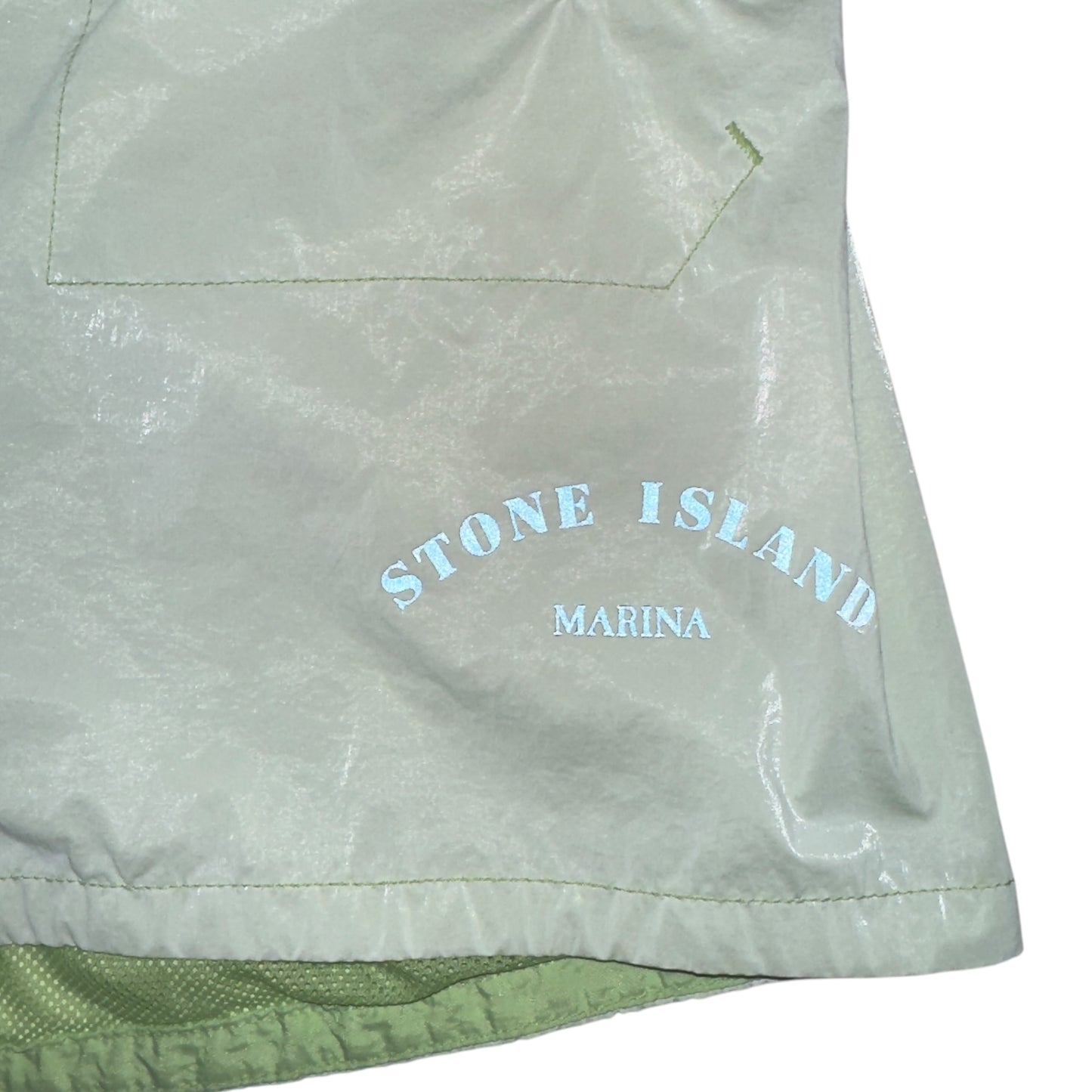 S/S 23 Stone Island Marina Rip Stop Prismatico Shorts - Light Green
