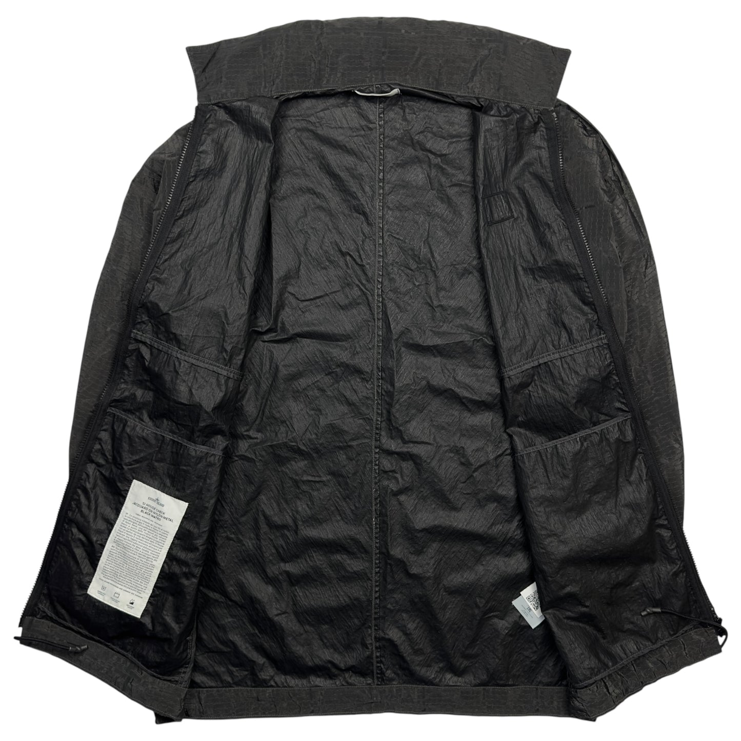 A/W 16 Stone Island House Check Jacquard Nylon Metal Black Watro Parka Jacket