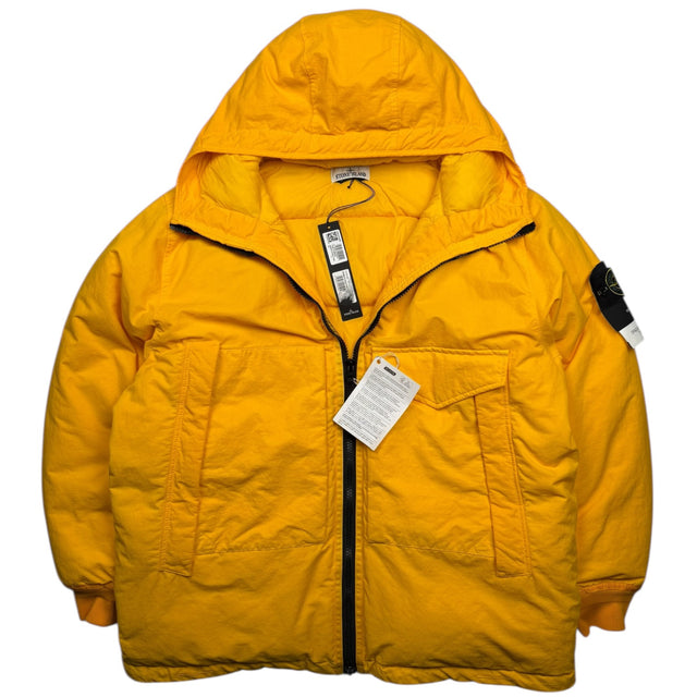 A/W 22 Stone Island Opaque Nylon Twill Down-TC Balaclava Puffer Jacket - Yellow
