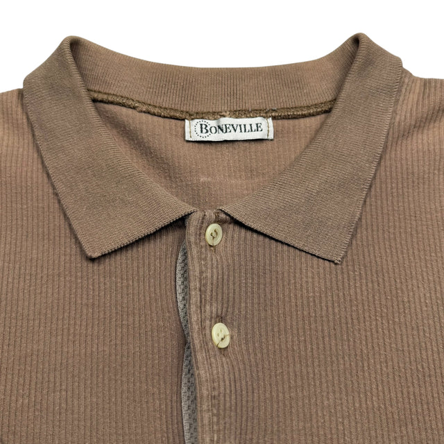 80's Boneville Navy Arctic Polo Shirt - Brown
