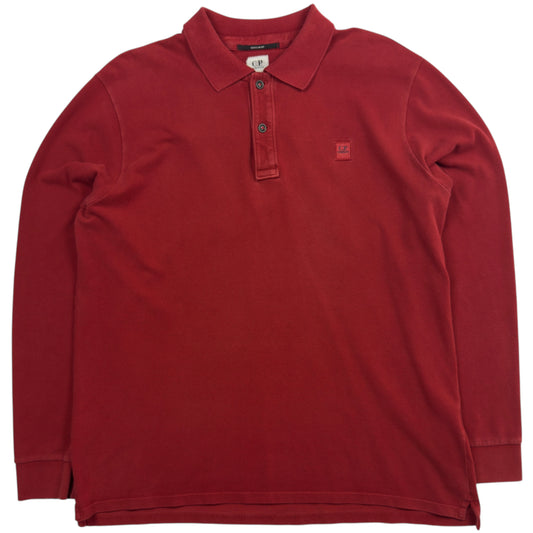 C.P. Company Long Sleeve Polo Shirt - Red