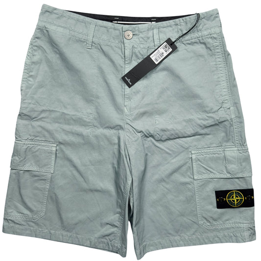 S/S 23 Stone Island Cupro Cotton Twill - Wide Leg Bermuda Cargo Shorts