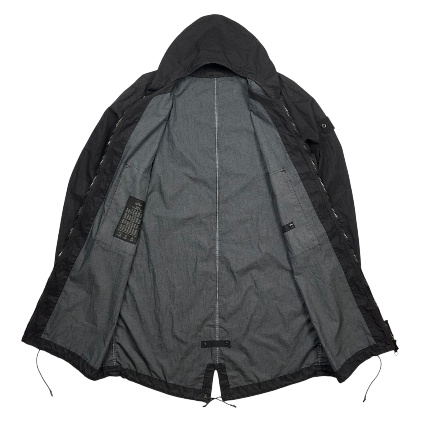S/S 19 Stone Island 50 Fili Resinata Ghost Parka - Black